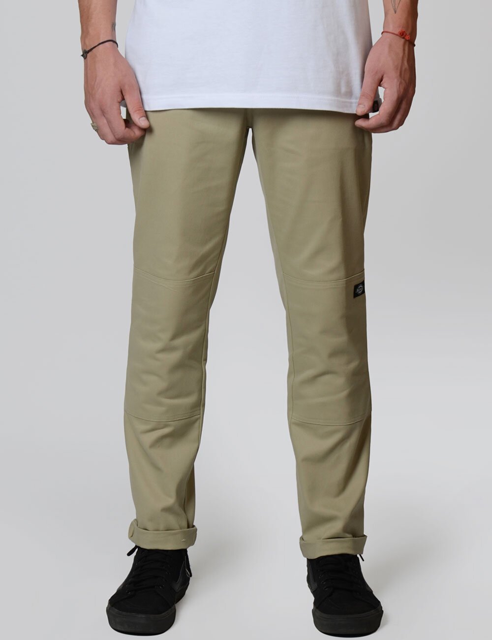 slim fit double knee pants