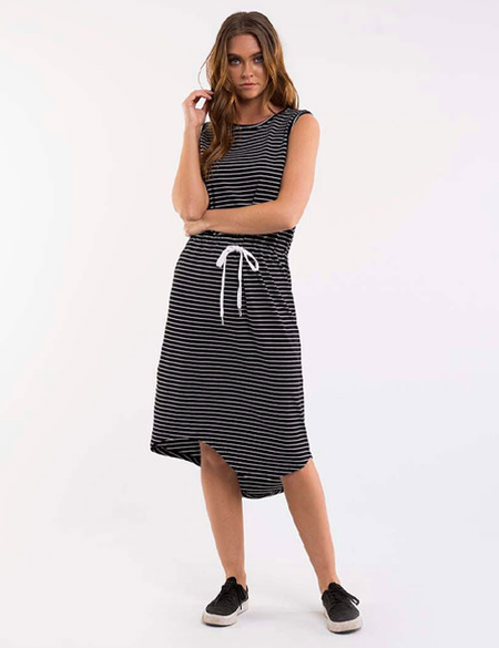 WAISTED MIDI DRESS