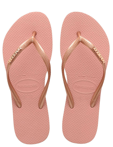 SLIM LOGO METALLIC JANDAL - NUDE ROSE GOLD