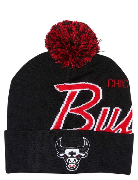 BULLS SCRIPT BURST POM BEANIE-mens-Backdoor Surf