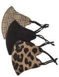 KIDS FACE MASK - 3 PACK ANIMAL BLACK AND PLAID