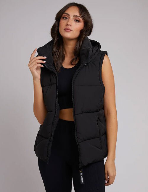 Black fashion puffer vest nz