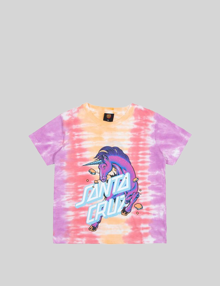 GIRLS OS UNICORN STACK STRIP FRONT TEE