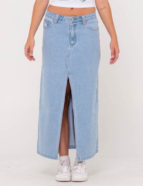 CELESTE LOW RISE DENIM MAXI SKIRT-womens-Backdoor Surf