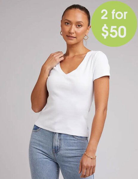 2FOR 50 LILY V NECK TEE-womens-Backdoor Surf