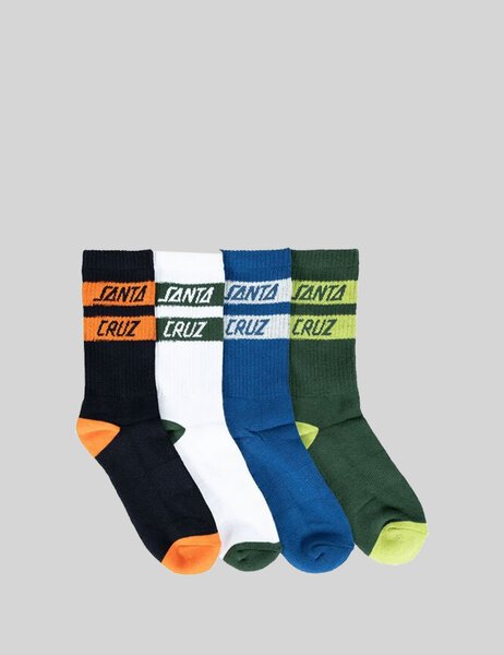 SOLID STACK STRIP CREW SOCK - 4 PACK-kids-Backdoor Surf