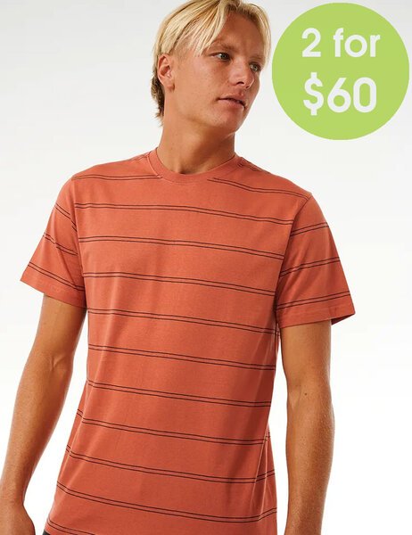 2FOR 60 PLAIN STRIPE TEE-mens-Backdoor Surf