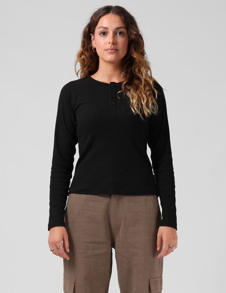 RIBBED LS HENLEY-womens-Backdoor Surf