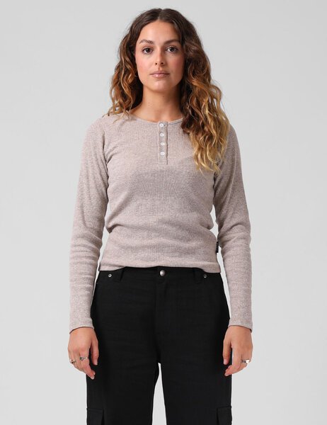 RIBBED LS HENLEY-womens-Backdoor Surf