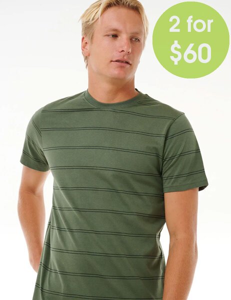 2FOR 60 PLAIN STRIPE TEE-mens-Backdoor Surf