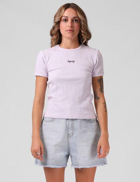 HEART RIBBED TEE-womens-Backdoor Surf