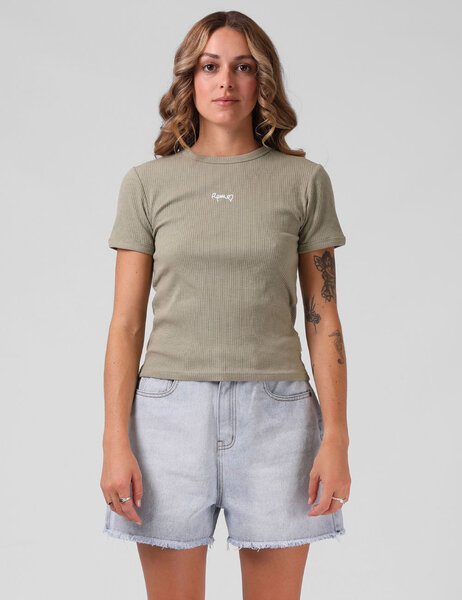 HEART RIBBED TEE-womens-Backdoor Surf